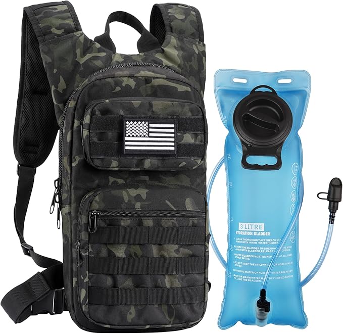 GENILU Tactical Hydration Backpack with 3L Water Bladder, Lightweight Molle Water Backpack Daypack for Men Women-StrideForce Fitness