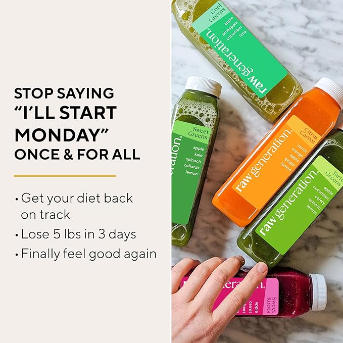 Raw Generation 7-Day Skinny Cleanse - Best Detox Juice Cleanse for Weight Management/Healthiest Way to Cleanse Your System/Jumpstart a Healthier Diet-StrideForce Fitness