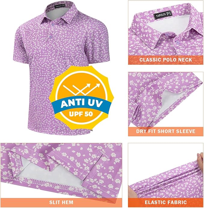 TAPULCO Mens Quick Dry Polo Shirts Camouflage Pattern Performance Athletic Lightweight Breathable Casual Golf Tshirts-StrideForce Fitness