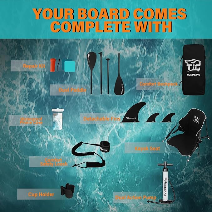 11'6"/11'/10' Inflatable Paddle Board with Complete Accessories, Versatile Premium Paddle Boards for Adults/Youth, Stand Up Paddle Board Polar/Wave/Sunny Wave Collection-StrideForce Fitness