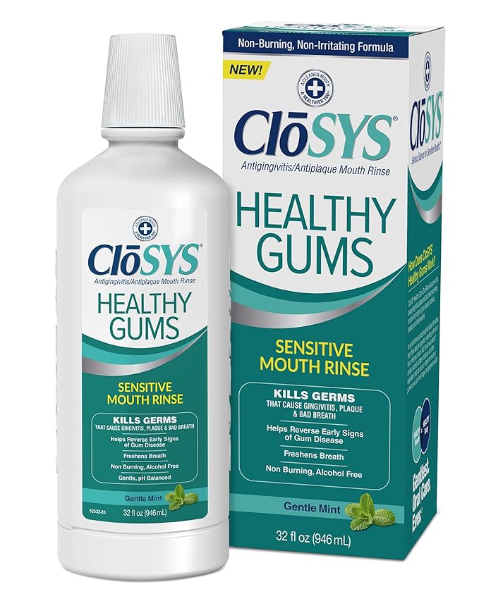 CloSYS Healthy Gums Mouthwash 32 Fl Oz, Pack of 2, Antiplaque, Anti-Gingivitis Mouthwash, Non-Burning, Non-Irritating