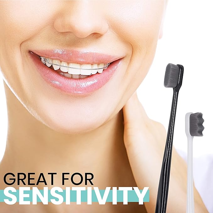 Extra Soft Charcoal Toothbrushes - Nano Toothbrush for Sensitive Gums (4 Pack)