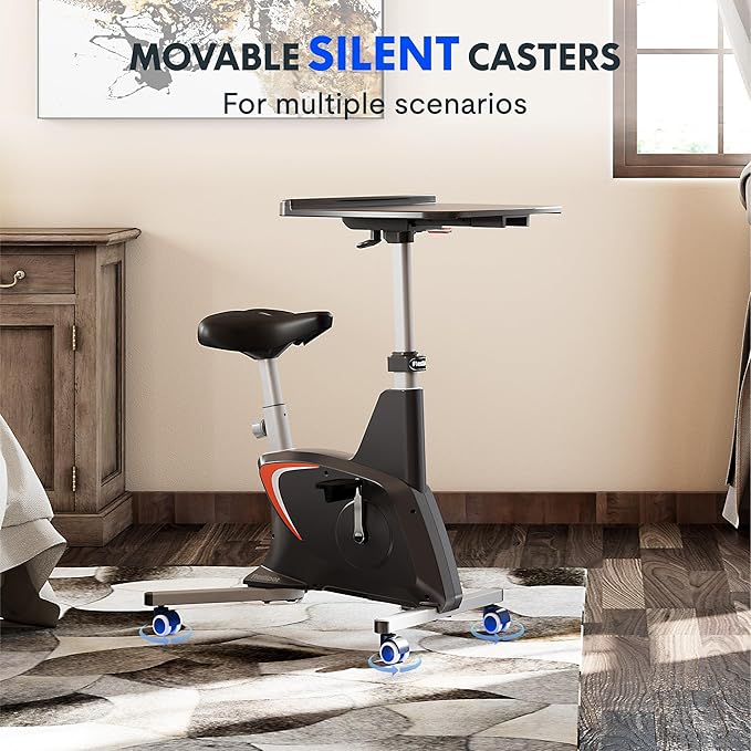 FLEXISPOT Exercise Bike with 2D Desktop, Space Saving Under Desk Bike with Removable Desk, Stationary Bikes Indoor Bikes with 300LBS Heavy Duty 8-Level Resistance Flywheel Optional LCD, V9PRO/V9MAX-StrideForce Fitness