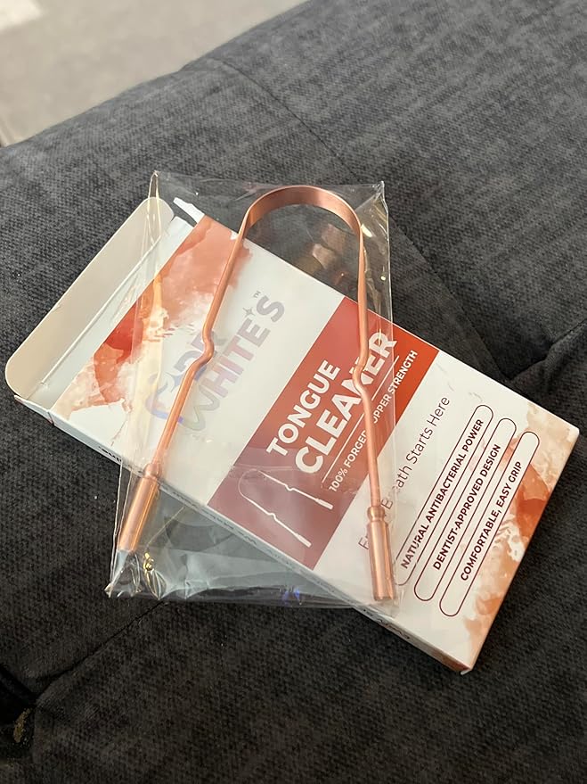 Dr. White's Copper Tongue Cleaner - Dentist-Formulated Dual-Grip Design for Fresh Breath | 3-Pack