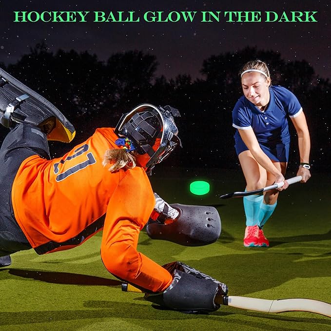 Elcoho Ice Hockey Puck, Glow in The Dark Party Pucks, Green Floor Puck Bulk with Drawstring Bag for Youth Adults Outdoor Indoor Sports Games Practicing & Training-StrideForce Fitness