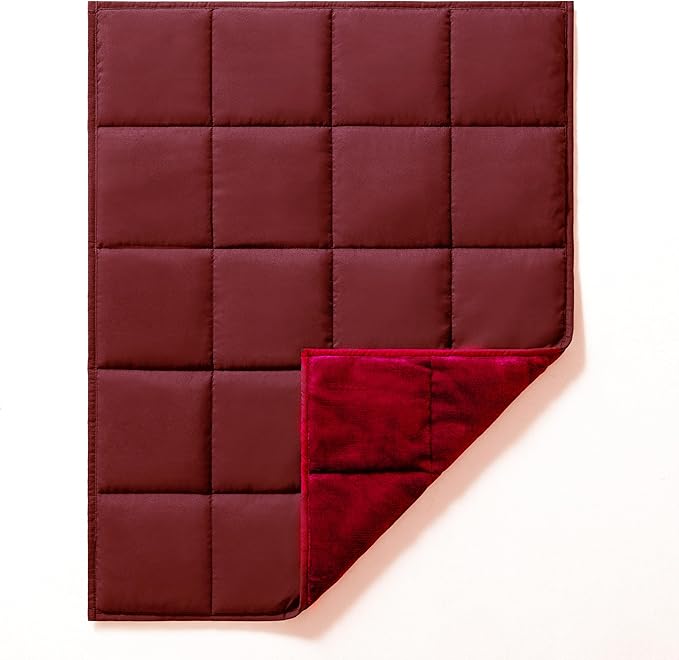 L'AGRATY Weighted Lap Blanket 7lb: Small Weighted Blankets for Adults Portable Travel - Cooling Pad Blanket for Relaxation Sleeping - Cozy Lap Washable All-Season(29" x 24")-StrideForce Fitness