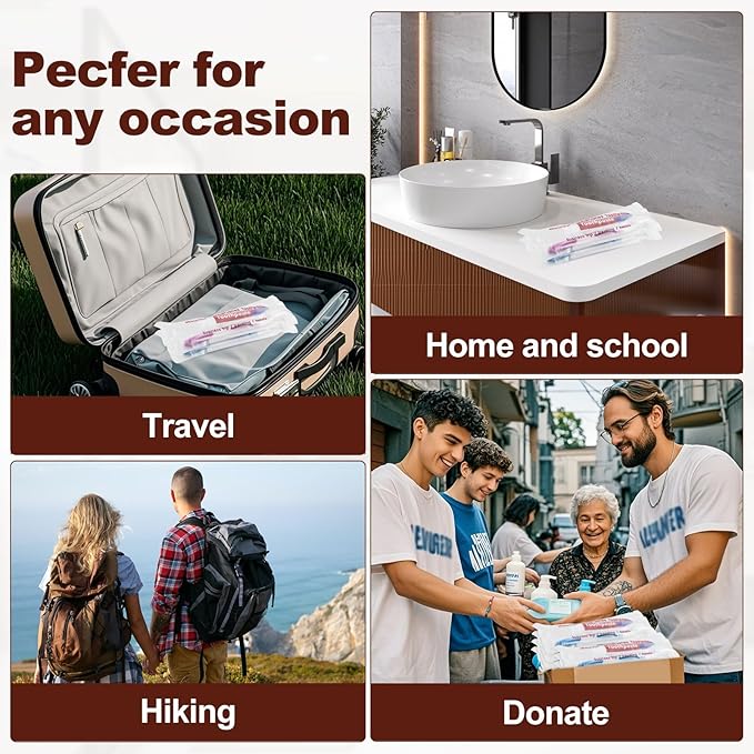 Disposable Toothbrushes with 45 Grams Toothpaste Individually Wrapped, Travel Kit Whit Plastic Zip Bag,Toothbrush Head Cover, Bulk Toothbrush for Homeless,Travel,Shelter,Air Bnb,Hotel,Guest(50)