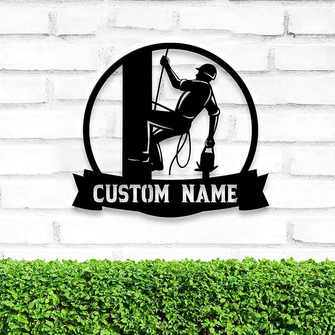 Personalized Electrician Metal Sign with LED Lights, Custom Electrician Metal Wall Art, Gift For Electrican, Wall Art Hanging Home Decor Birthday Xmas Gift-StrideForce Fitness