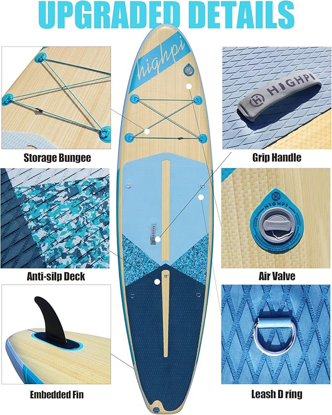 Highpi Inflatable Stand Up Paddle Board for Youth and Adults – Wide Sup with Premium Accessories, Blow Up Paddleboard for Surfing, Fishing, Yoga & More-StrideForce Fitness
