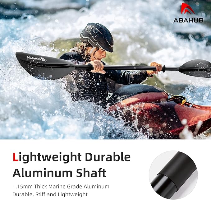 Abahub Kayak Paddle, 90.5 Inches Kayaking Oars for Boating, Canoeing with Free Paddle Leash, Aluminum Alloy Shaft Black/Blue/Green/Orange/Yellow Plastic Blades-StrideForce Fitness