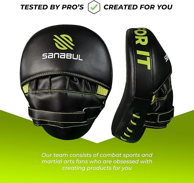 Sanabul Essential Curved Punching Mitts for Boxing, MMA Muay Thai Boxing Pads for Training, Punch Focus Mitts, Hand Pads Sparring Gear, Strike Shield-StrideForce Fitness