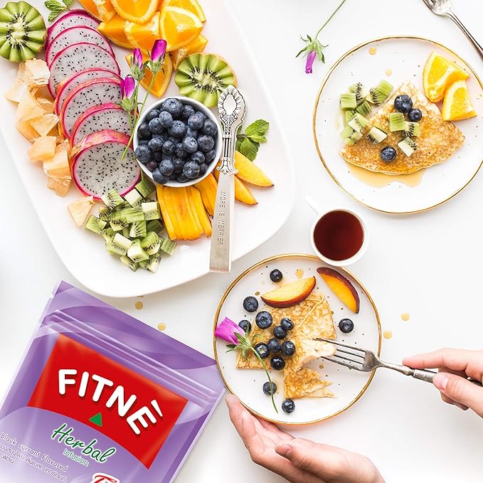 FITNE Black Currant Herbal Green Tea Fruity Garcinia Senna Infusion Gentle Detox Cleansing Boost Antioxidant Wellness Tea No Calories, 15 Tea Bags-StrideForce Fitness