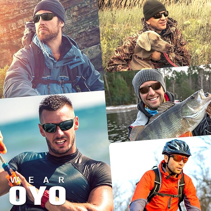 Polarized Sports Sunglasses for Men Women,Fishing Driving Rectangular Goggles UV400 Protection-StrideForce Fitness