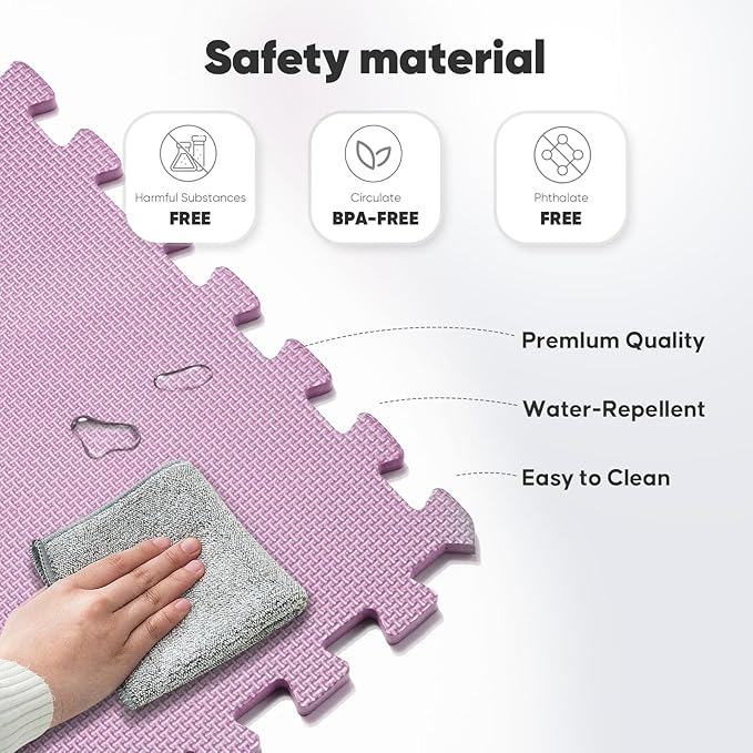 Home Gym Mat, Puzzle Exercise Mat, EVA Interlocking Foam Floor Tiles for Home Workout Equipment and Kids' Play Areas - Blue, 24 in x 24 in x ½ in - (Pink, 24 Pack(96 SQ FT))-StrideForce Fitness