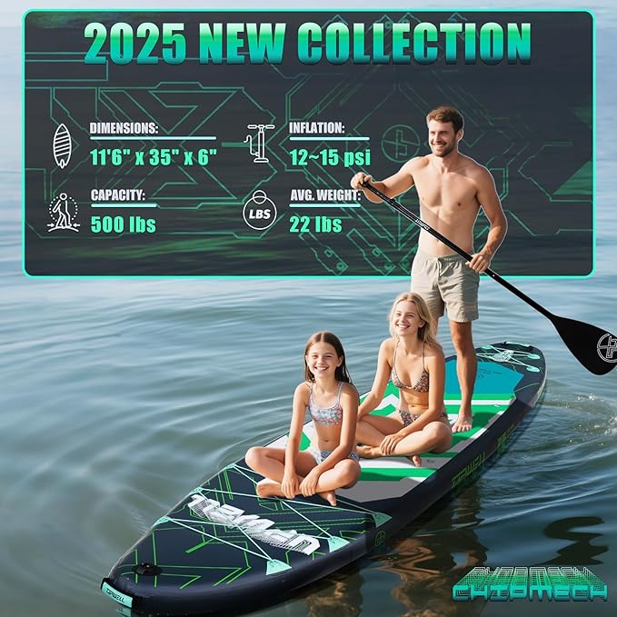 UPWELL 11'6"×35" Extra Wide Inflatable Paddle Board, Stand Up Paddle Board for Youth & Adults, Stable Design, Premium SUP Accessories, 120L Backpack, 10L Dry Bag, Paddle, Leash, Hand Pump, US Fins-StrideForce Fitness