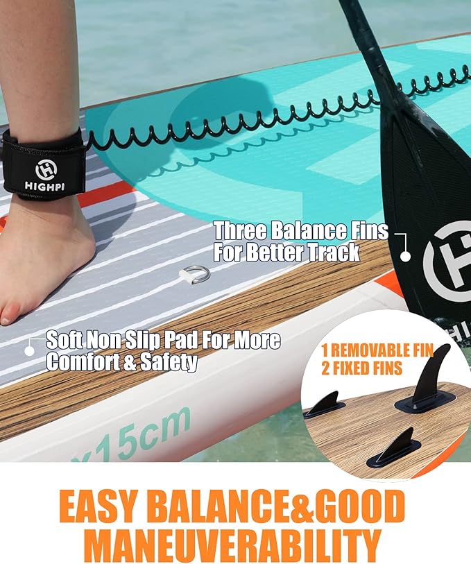 Highpi Inflatable Stand Up Paddle Board for Youth and Adults – Wide Sup with Premium Accessories, Blow Up Paddleboard for Surfing, Fishing, Yoga & More-StrideForce Fitness