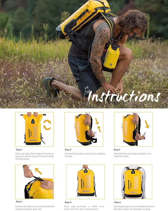 IDRYBAG Waterproof Backpack for Men 20L/30L/40L, Floating Dry Bag Kayak, Dry Backpack Hiking-StrideForce Fitness