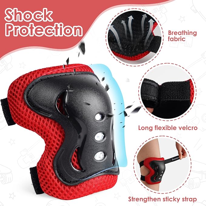 BOSONER Kids/Youth Knee Pad Elbow Pads Guards Protective Gear Set for Roller Skates Cycling BMX Bike Skateboard Inline Skatings Scooter Riding Sports-StrideForce Fitness