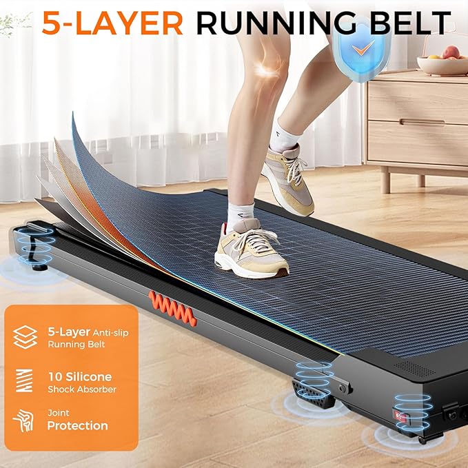 Under Desk Treadmill, 3.0HP Walking Pad with Handle Bar, Foldable Treadmills for Home Office, Running Machine with LED Display & Remote Control, Jogging Machine for Small Spaces-StrideForce Fitness