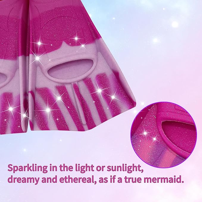 Kids Swim Fins,Short Kids Fins Youth Swimming Flippers for Lap Swimming Training for Children Girls Boys Beginners-StrideForce Fitness