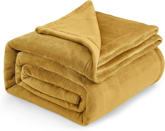 Bedsure Fleece Blankets King Size Gold Yellow - Bed Blanket Soft Lightweight Plush Cozy Fuzzy Luxury Microfiber, 108x90 inches-StrideForce Fitness