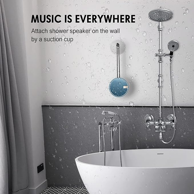 INSMY C12 IPX7 Waterproof Shower Bluetooth Speaker, Portable Small Speaker, Speakers Bluetooth Wireless Loud Clear Sound Support TF CSuard ction Cup for Outdoor Kayak Canoe Beach Gift (Navy)-StrideForce Fitness