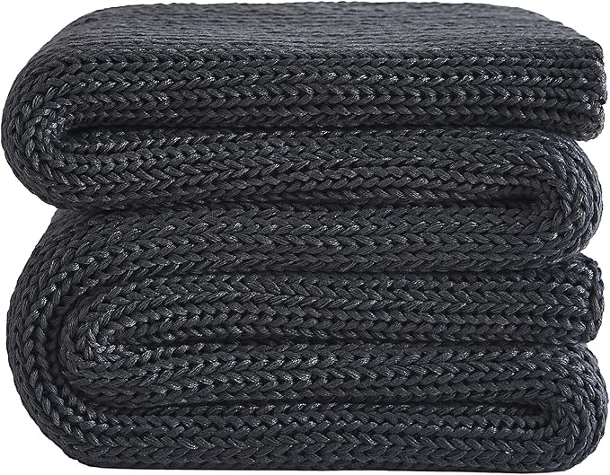 L'AGRATY Knitted Weighted Blanket - 60"x80" 20lbs Cooling Chunky Knit Heavy Blanket for Adults Braided Crochet Throw Thick Cable Yarn Knit Decorative No Beads Evenly Weighted Machine Washable-StrideForce Fitness