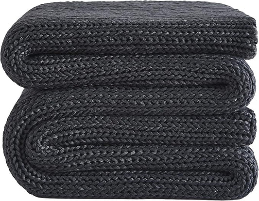 L'AGRATY Knitted Weighted Blanket - 50"x60" 7lbs Cooling Chunky Knit Heavy Blanket for Adults Braided Crochet Throw Thick Cable Yarn Knit Decorative No Beads Evenly Weighted Machine Washable-StrideForce Fitness