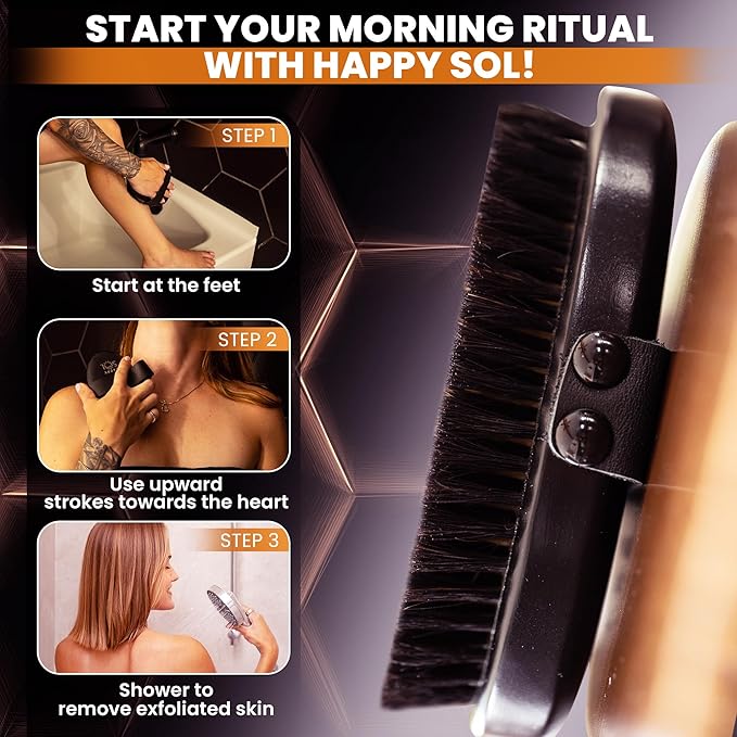 Copper Body Brush - Dry Brushing Body Brush with Ion Charged Copper Bristles, Glowing Skin, Lymphatic Drainage and Blood Circulation Improvement-StrideForce Fitness