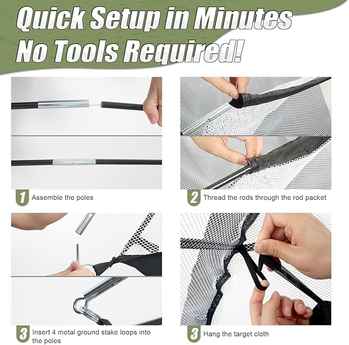 10x7FT Golf Practice Net for Backyard Indoor Outdoor Training, Golf Hitting Net with 3-Color Turf Mat, 5 Golf Balls and Tee, Perfect for Driving, Chipping and Swing Practice-StrideForce Fitness