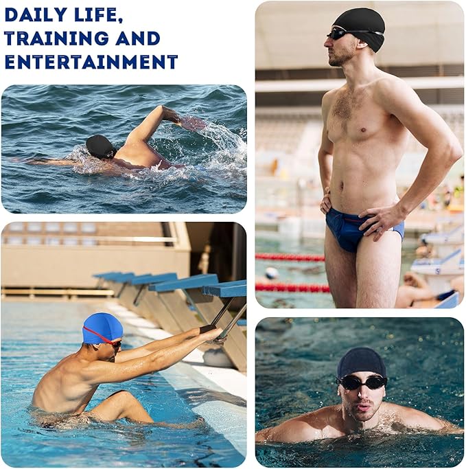 Swim Cap for Men Women Adult, High Stretch Fabric Swim Cap, Swimming Caps Non-Waterproof-StrideForce Fitness