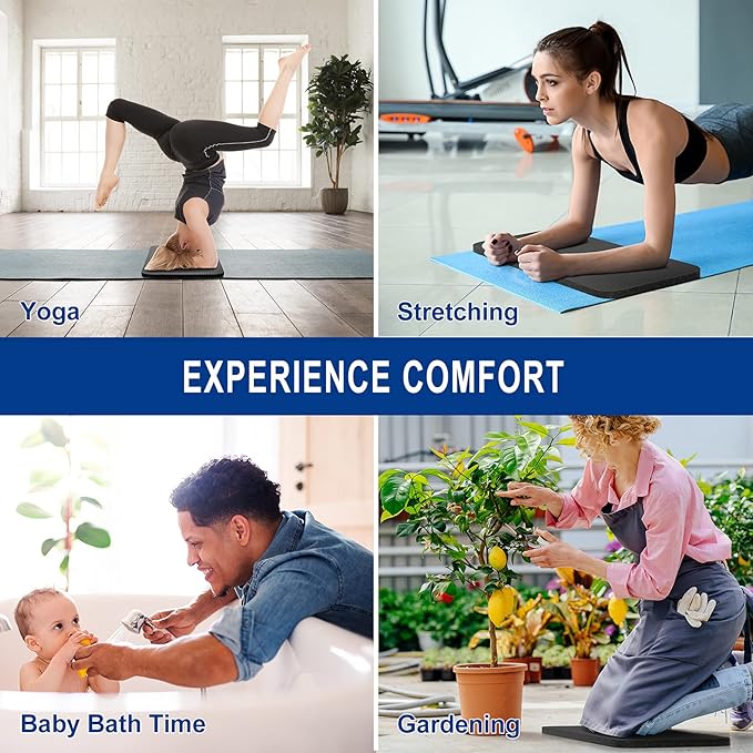 MRO Yoga Knee Pad Cushion –Premium Exercise Knee Pad - Eliminate Pain During Home Workout - Extra Padding & Support for Knees, Wrists, Elbows - Complements Your Yoga Mat 24''X10''X0.6''-StrideForce Fitness