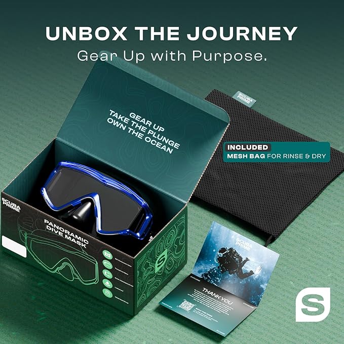 Pano 3 Scuba Diving Mask, Tempered Glass Snorkel Mask Three-Window Scuba Mask No-Leak Dive Mask Silicone Skirt Diving Mask for Snorkeling and Scuba Use-StrideForce Fitness