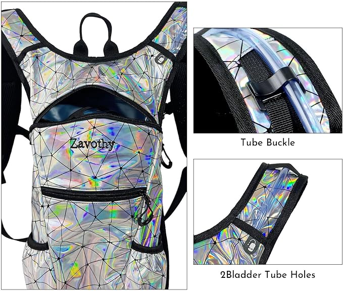 Reflective Hydration Backpack, Hydration Pack - Water Backpack with 2L/3L Hydration Bladder, Essential for Festivals - Rave Hydration Pack for Hiking, Running, Cycling, and Festivals-StrideForce Fitness