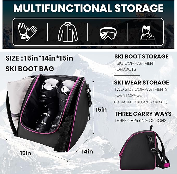 Ski Bag and Ski Boot Bag Combo-Padding Skis Bag for Air Travel,Water Proof Ski Boot Bag Fits for Skis Up to 200 CM and Boots Up To Size US13,Adults Ski Travel Bag-StrideForce Fitness