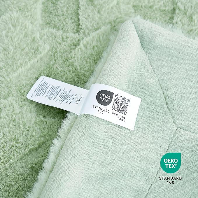 Cozy Bliss Faux Fur Throw Blanket for Couch - Soft Checkered Fuzzy Cozy Throw Gift Blankets for Women,Sage Green Boho Blanket for Sofa Bedroom Living Room.50 * 60 Inches-StrideForce Fitness
