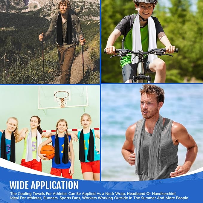 Hosuly 30 Pack Cooling Towels, 40"x12" Ice Breathable Soft Chilly Sweat Rag Microfiber Workout Rags for Gym Cooling Towels for Neck and Face for Yoga Golf Sport Running-StrideForce Fitness