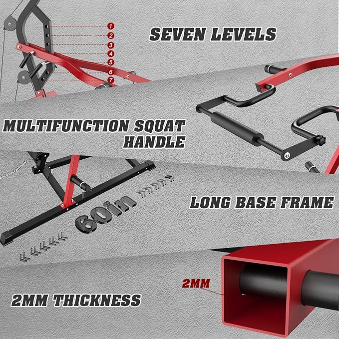 DONOW Leverage Gym Power Rack Squat Rack Lever Gym with LAT Low Row System Home Gym System Workout Station 2:1 Ratio (Without Weight Plates)-StrideForce Fitness