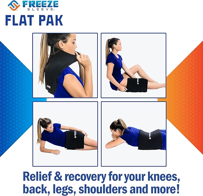 FreezeSleeve Flat Pak | 12" x 17" Extra Large Reusable Gel Ice Pack for Hot and Cold Therapy | Soft Flexible Cooling Pad for Back Hip Leg Injuries and Pain Relief | Cold Compress for Injury Recovery-StrideForce Fitness