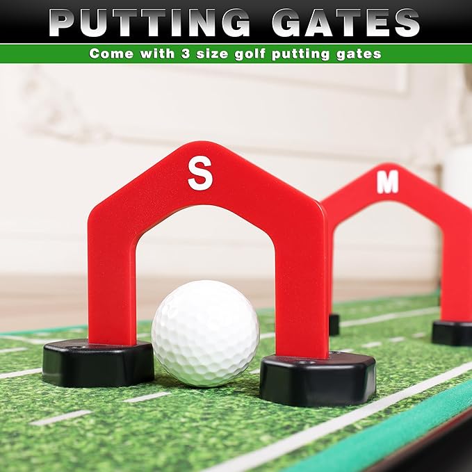 CHAMPKEY Dual-Hole Golf Putting Green Indoor with 3 Golf Putting Gates - Improves Putting Accuracy and Skill Levels Golf Putting Mat - Ideal for Indoor and Outdoor Training-StrideForce Fitness