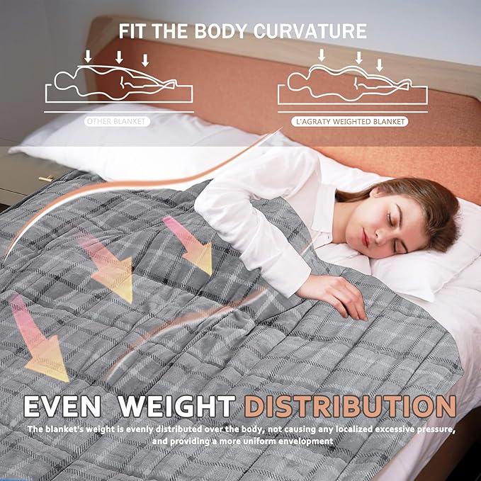 L'AGRATY Weighted Blanket - 48"x72" 15lbs Soft Breathable Heavy Blanket Flannel Material with Glass Beads for Adult All-Season Summer Fall Winter Soft Thick Comfort-StrideForce Fitness