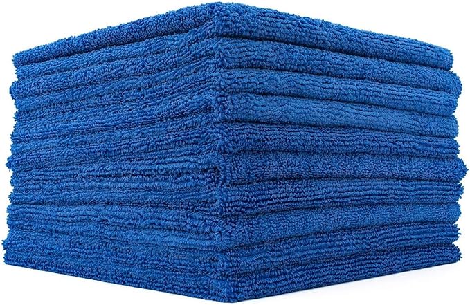 The Rag Company - Edgeless 365 Microfiber Towels (10-Pack) Premium 70/30 Blend, Professional Polishing, Wax Removal, Auto Detailing, 365gsm, 16in x 16n, Royal Blue-StrideForce Fitness
