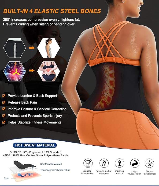 TrainingGirl Waist Trainer for Women Lower Belly Waist Trimmer Corset Tummy Wrap Workout Sweat Belt Band Sports Sauna Suit-StrideForce Fitness