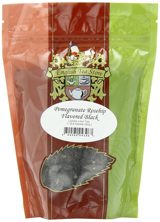 Pomegranate Rosehip Flavored Black Tea Pouches - 4oz| Loose Leaf Ceylon Blend with Fruity Tart Taste | Sweet and Smooth Herbal Infusion | Enjoy Hot or Iced | Caffeine Rich-StrideForce Fitness