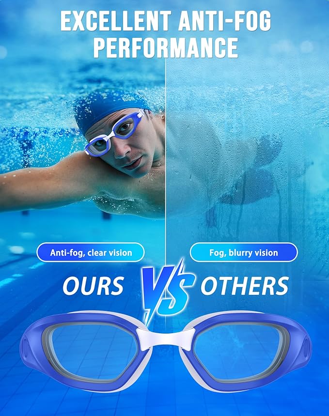 Swim Goggles, Unisex Adult Swimming Goggles Anti Fog Anti UV No Leakage Wide View for Men Women Youth-StrideForce Fitness