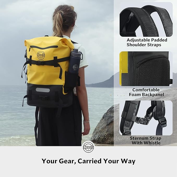 STOVER 5/10/25/30/40/55L Waterproof Backpack- Floating Dry Bag for Kayaking, Travel, Beach, Hiking, & Camping, Men/Women-StrideForce Fitness