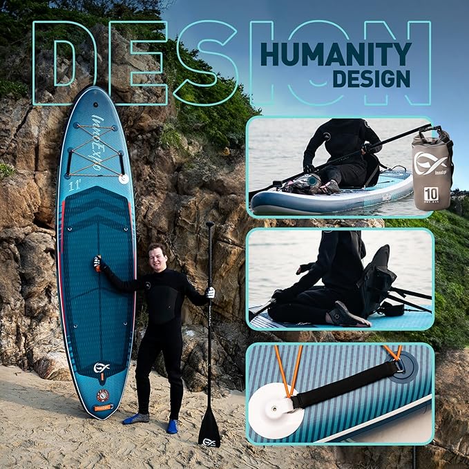 InnoExpo 11' Inflatable Stand Up Paddle Boards with Premium Accessories, Wide Stable SUP Paddle Board Design, Non-Slip Comfort Deck for Youth & Adults-StrideForce Fitness