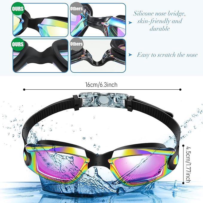 Konohan 10 Pack Swim Goggles Bulk for Kids adult Pool Goggles Anti Fog Silicone No Leak Swimming Glasses for Men Women Youth-StrideForce Fitness
