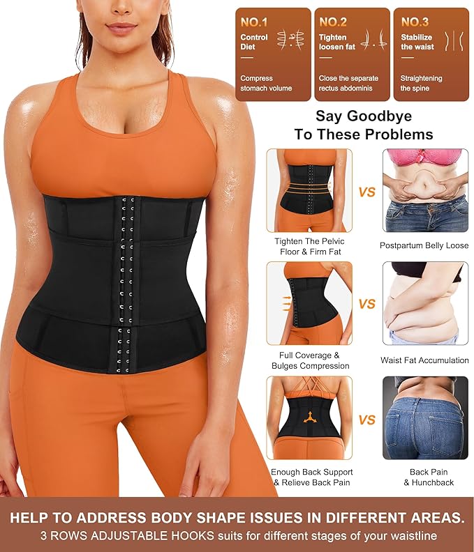 TrainingGirl Waist Trainer for Women Belly Working Out Trimmer Corset Sauna Sweat Belt Band Stomach Wrap Body Shaper Fajas-StrideForce Fitness