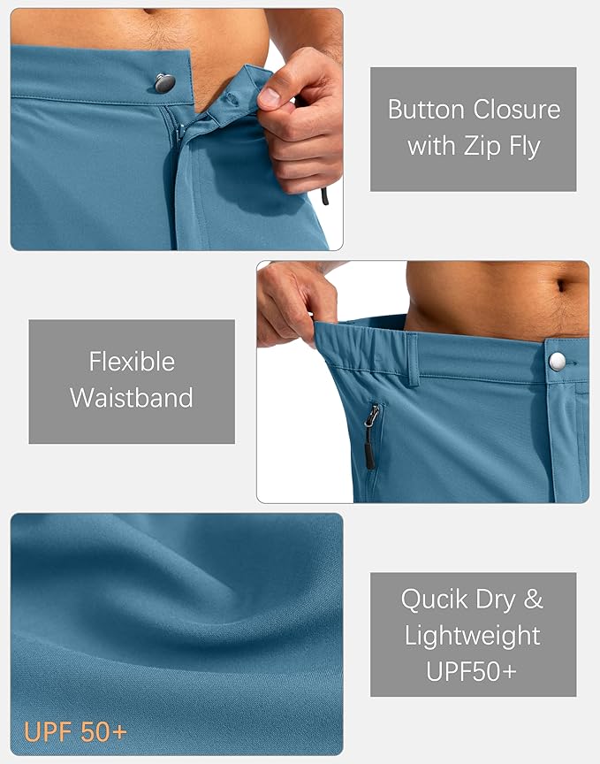 Pudolla Men's Hiking Cargo Shorts 9" Lightweight Outdoor Work Shorts for Men Travel Golf Camping Casual with 5 Zipper Pockets-StrideForce Fitness